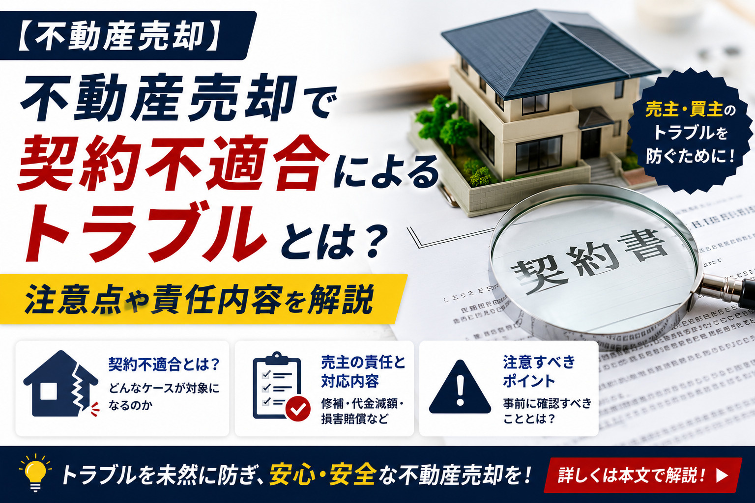 【不動産売却】不動産売却で契約不適合によるトラブルとは?注意点や責任内容を解説の画像
