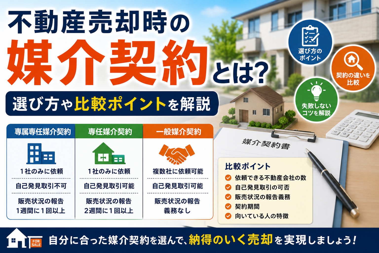 【不動産売却】不動産売却時の媒介契約とは？選び方や比較ポイントを解説の画像