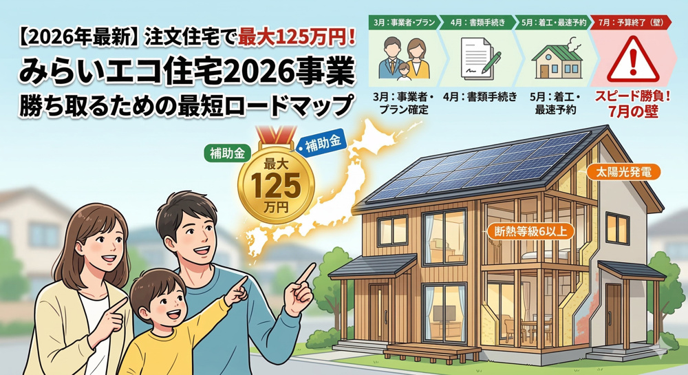 注文住宅で最大125万円！「みらいエコ住宅2026事業」を勝ち取るための最短ロードマップの画像