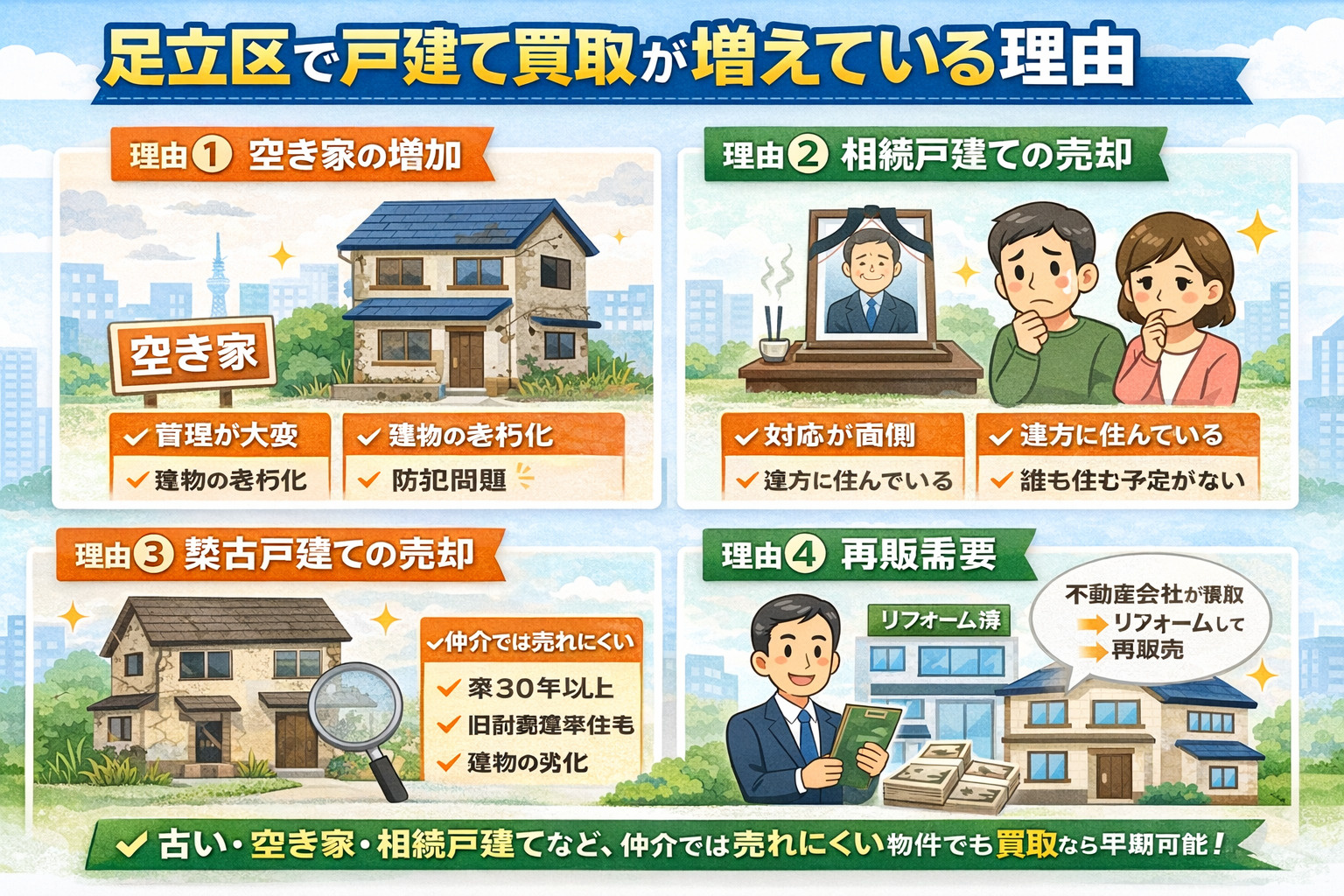 足立区で戸建て買取が増えている理由