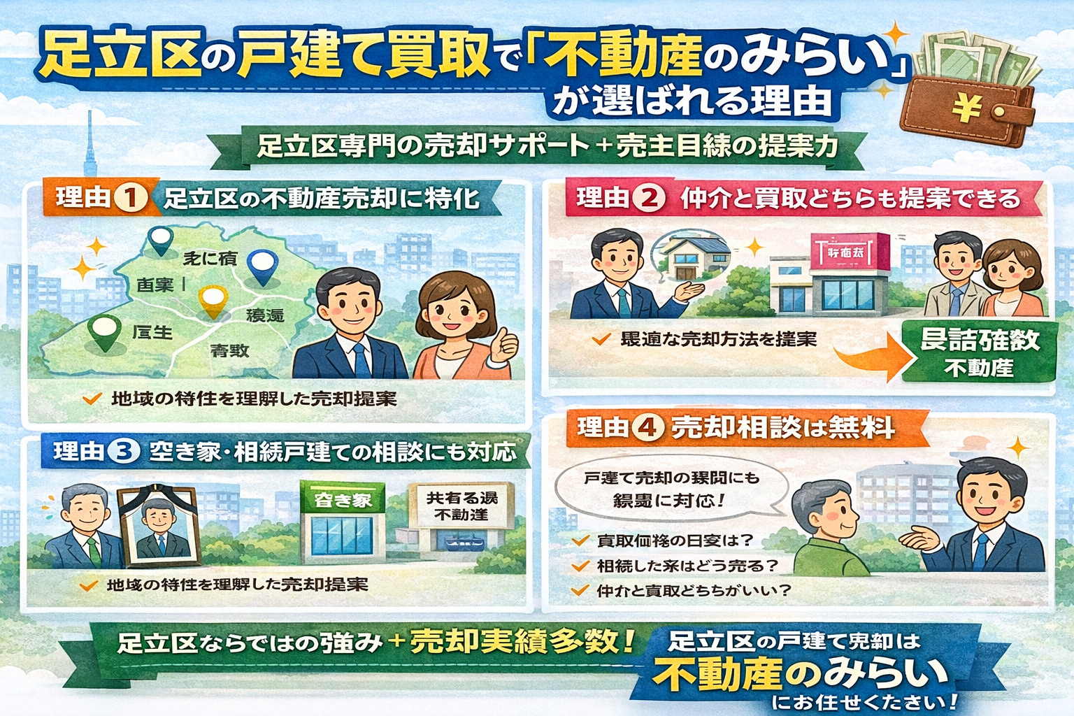 足立区戸建て買取で不動産のみらいが選ばれる理由