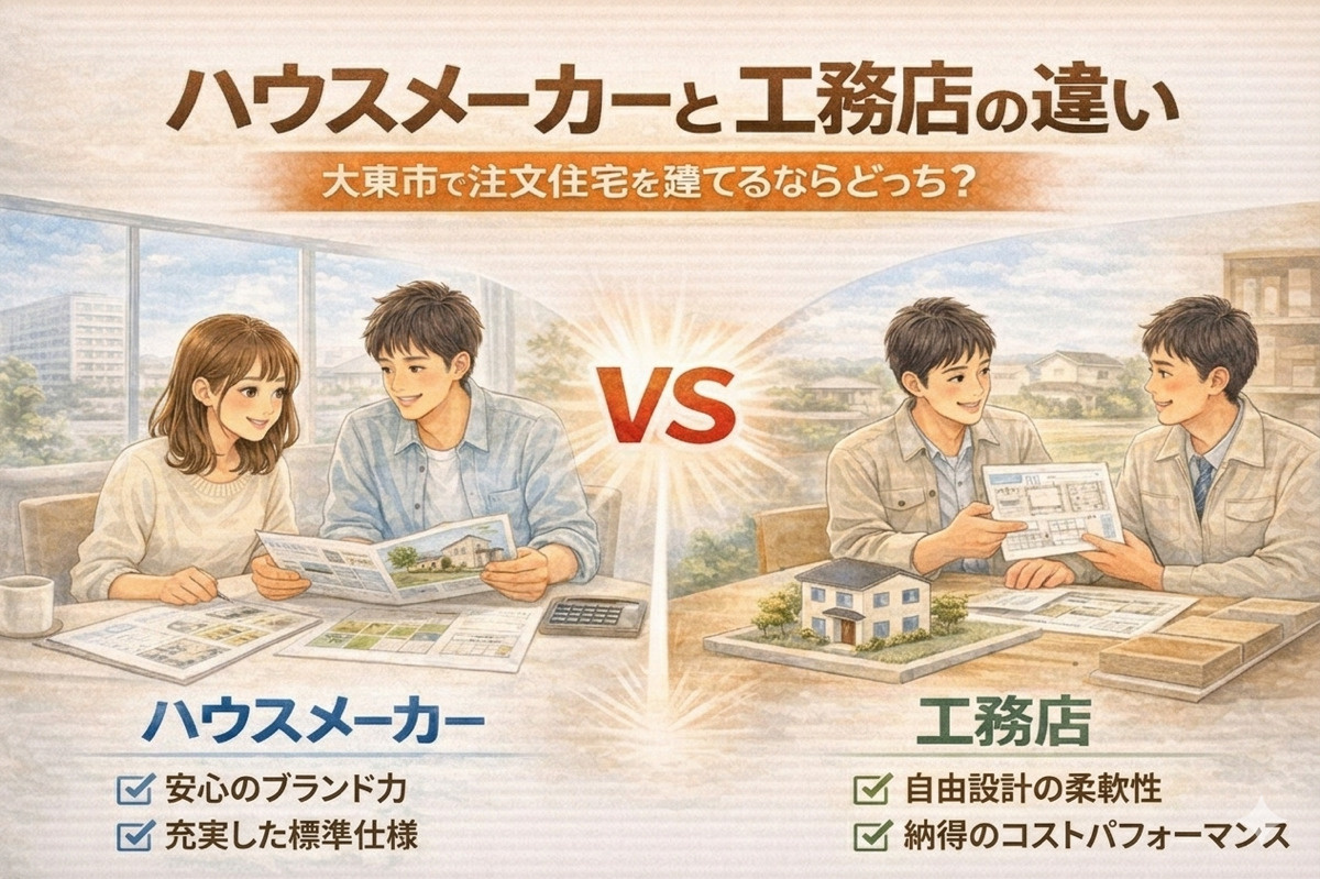 大東市で注文住宅を建てるならハウスメーカー？工務店？違いを4軸で比較の画像