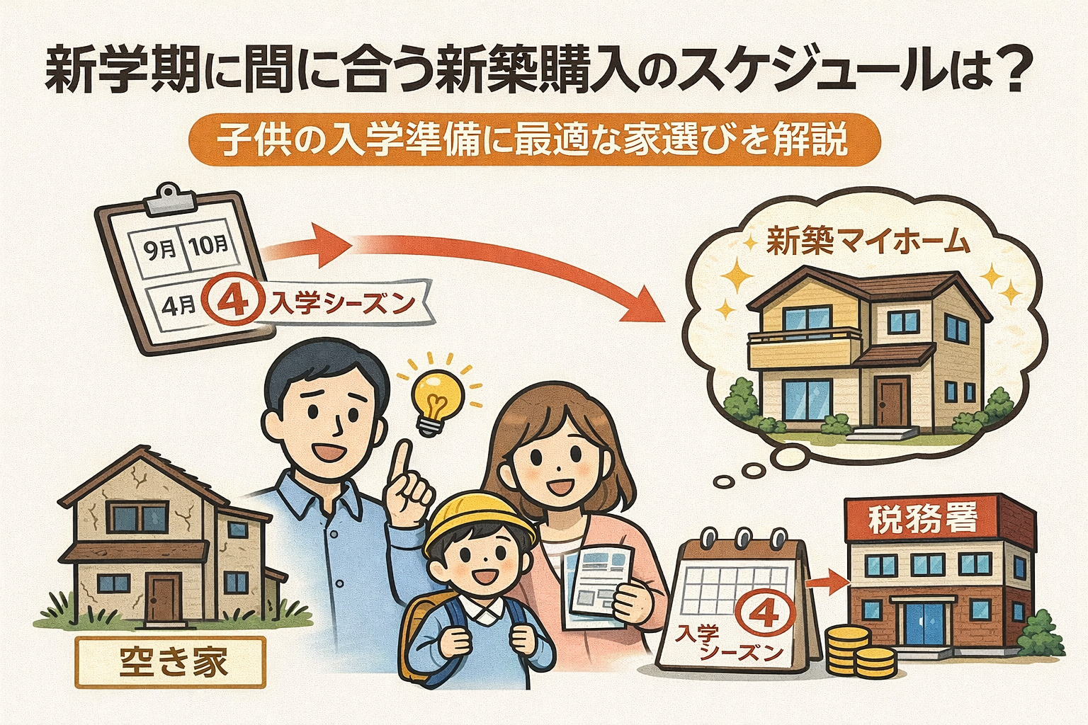 新学期に間に合う新築購入のスケジュールは？子供の入学準備に最適な家選びを解説の画像