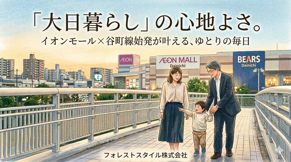 【大日暮らし】イオンモール×谷町線始発が叶える、 ゆとりある毎日の形。の画像