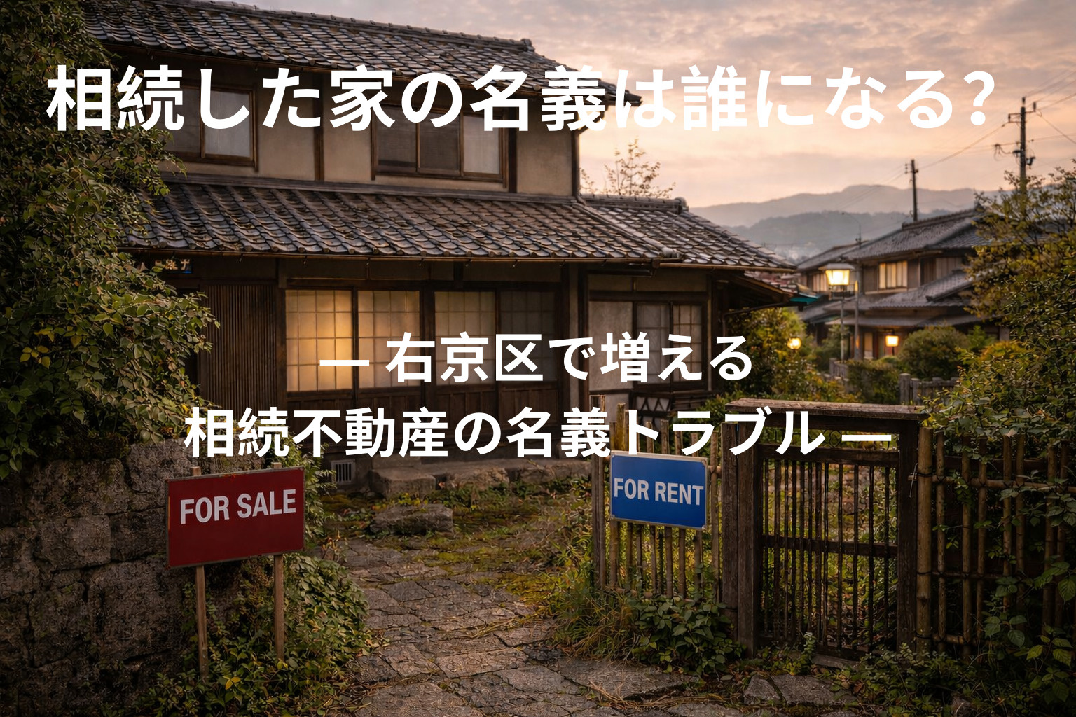 相続した家の名義は誰になる？  ― 右京区で増える相続不動産の名義トラブル ―の画像