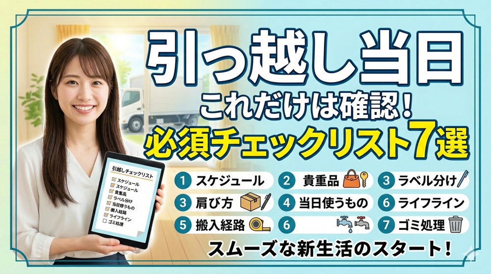 引っ越し当日に慌てないための準備リストの画像