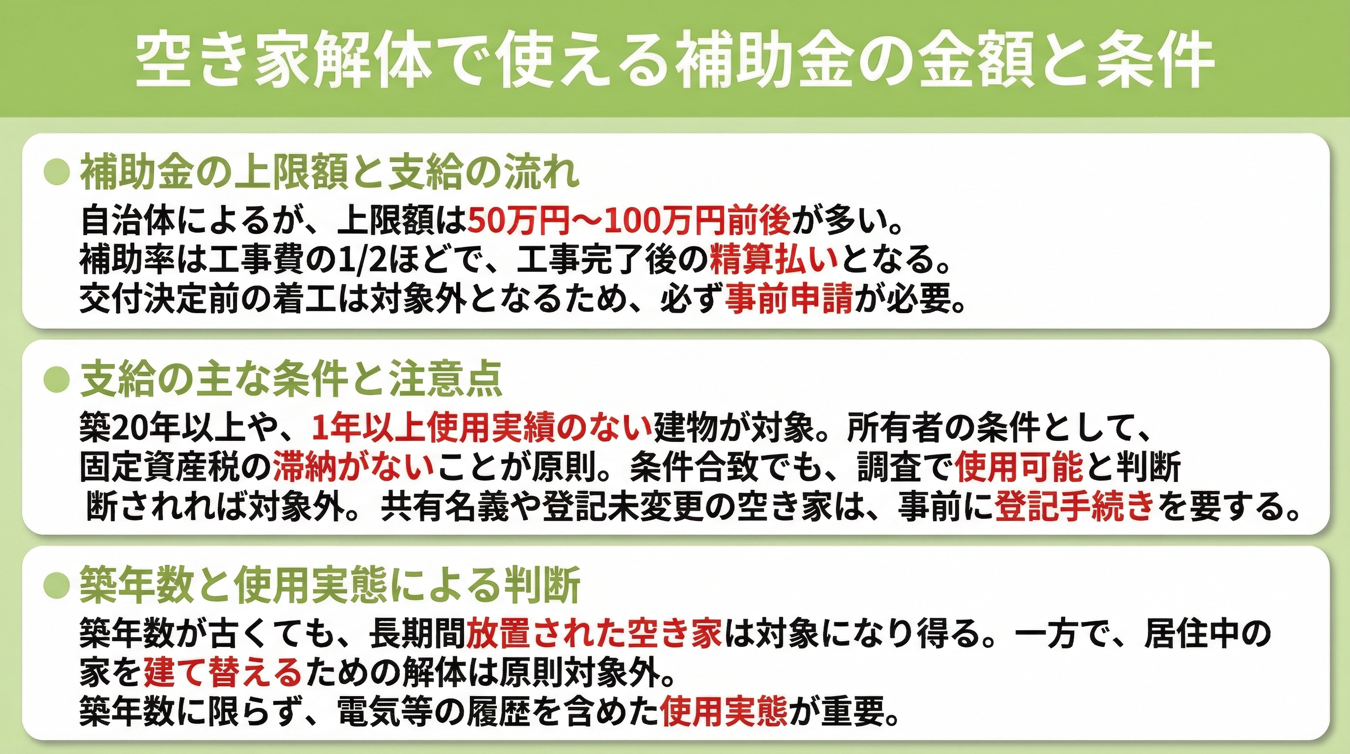 空き家解体で使える補助金の金額と条件