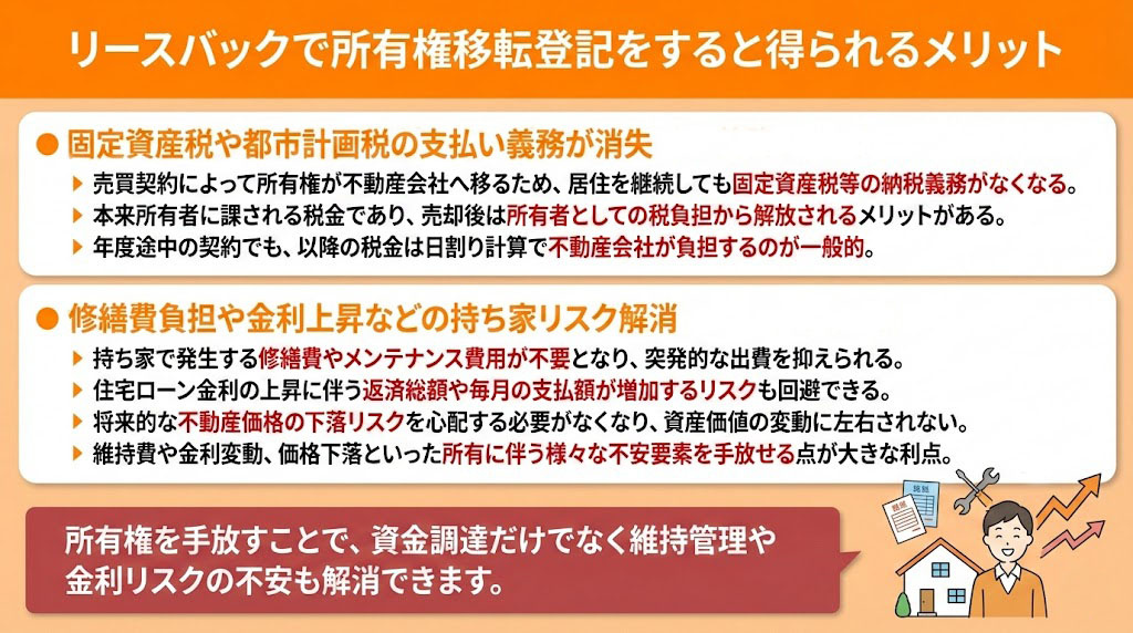 リースバックで所有権移転登記をすると得られるメリット