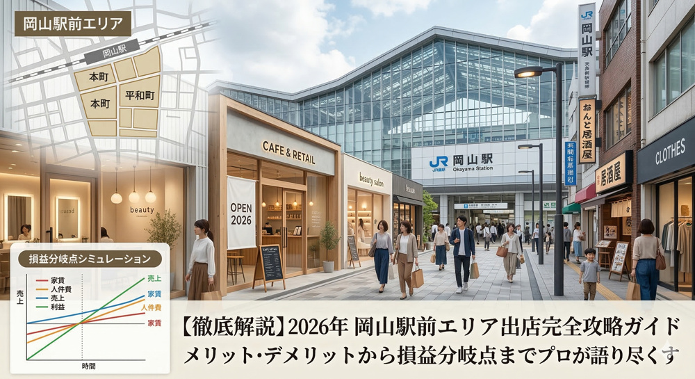 【徹底解説】2026年 岡山駅前エリア出店完全攻略ガイド：メリット・デメリットから損益分岐点までプロが語り尽くすの画像