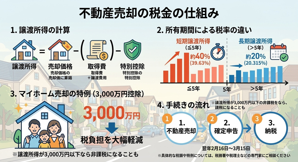 【岡山市版】不動産売却期間はどのくらい必要？税金はかかるかも解説の画像