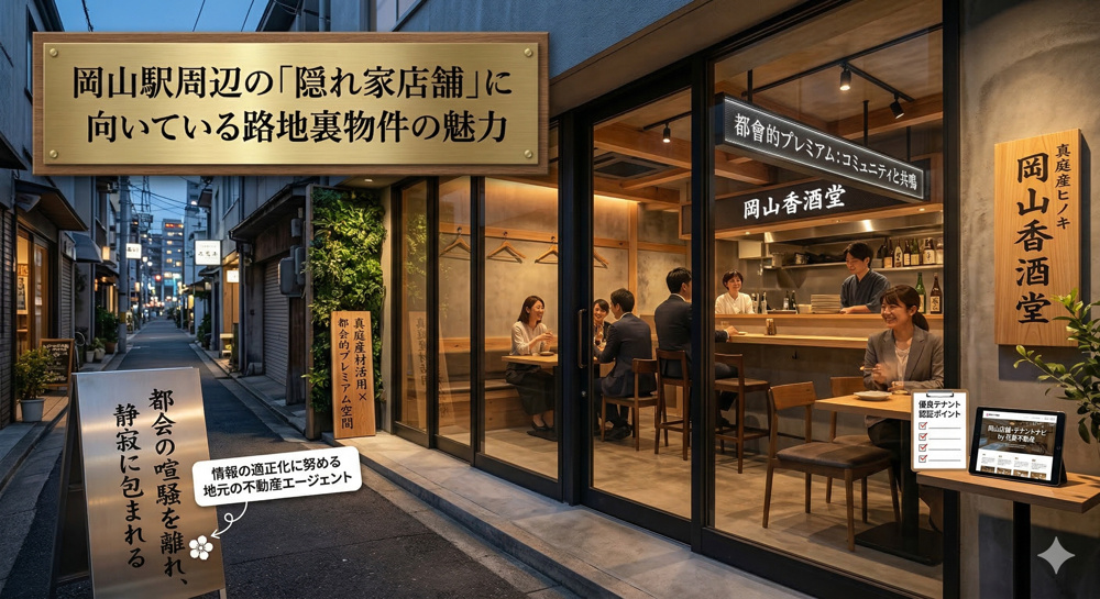 岡山駅周辺の「隠れ家店舗」に向いている路地裏物件の魅力の画像