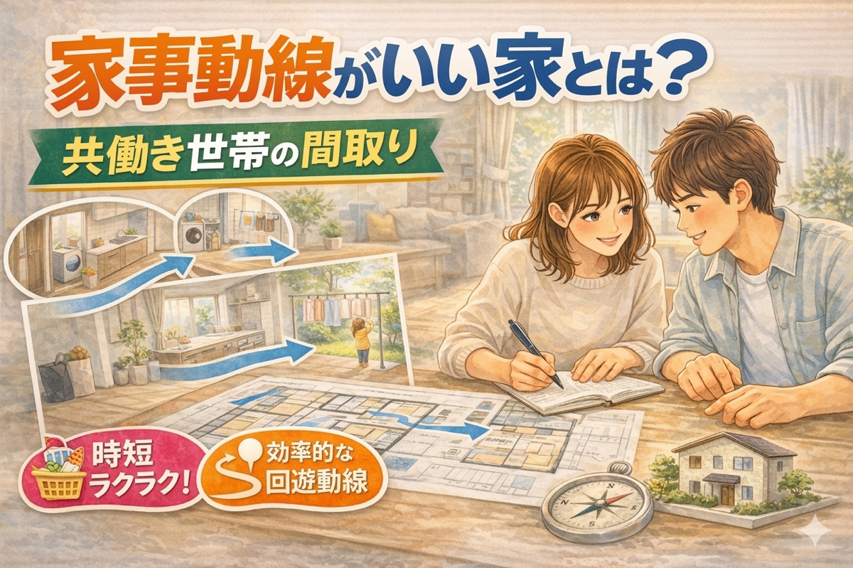  家事動線がいい家とは？共働き世帯が暮らしやすい間取りの考え方【大東市の注文住宅】の画像
