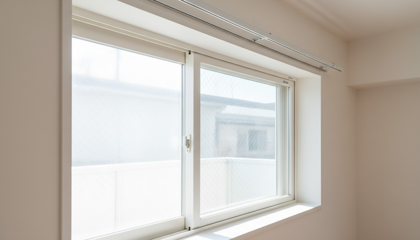 既存の窓の内側に取り付けられた新しい内窓（二重窓）