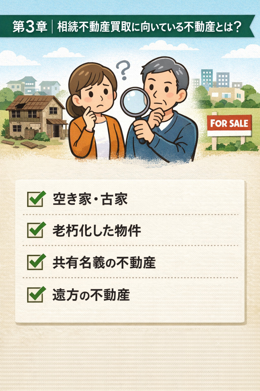 相続不動産買取に向いている不動産を解説する画像