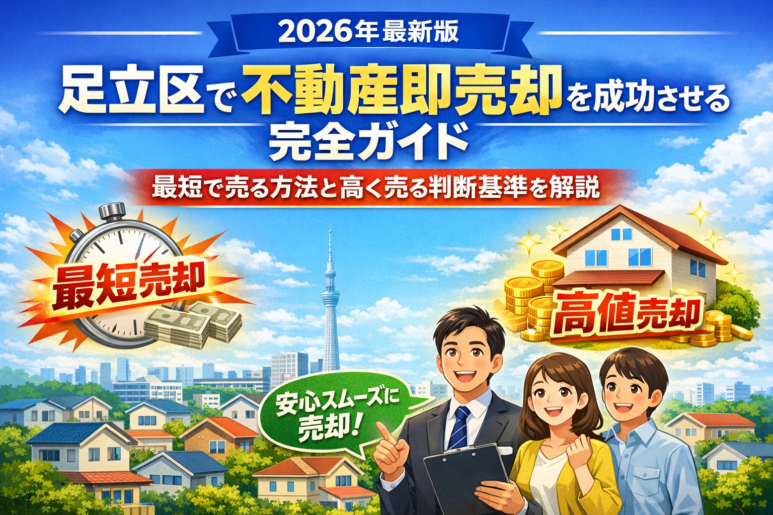 【2026年最新版】足立区で不動産即売却を成功させる完全ガイド｜最短で売る方法と高く売る判断基準を解説｜不動産のみらいの画像