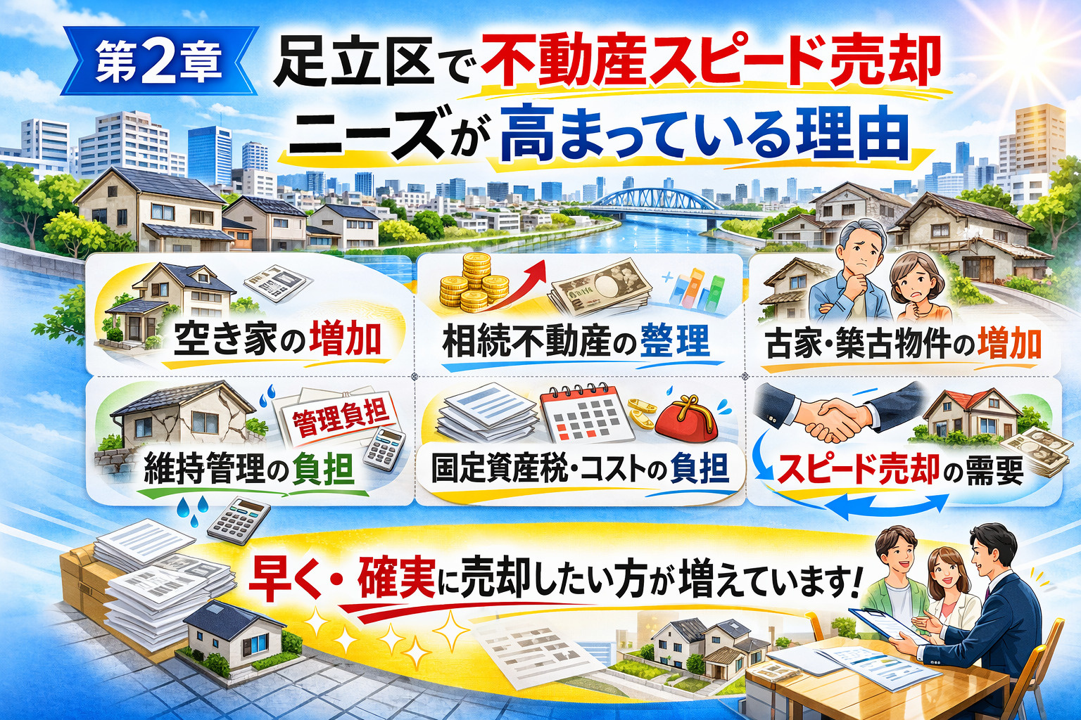 足立区で不動産スピード売却ニーズが高まっている理由を表すイメージ画像