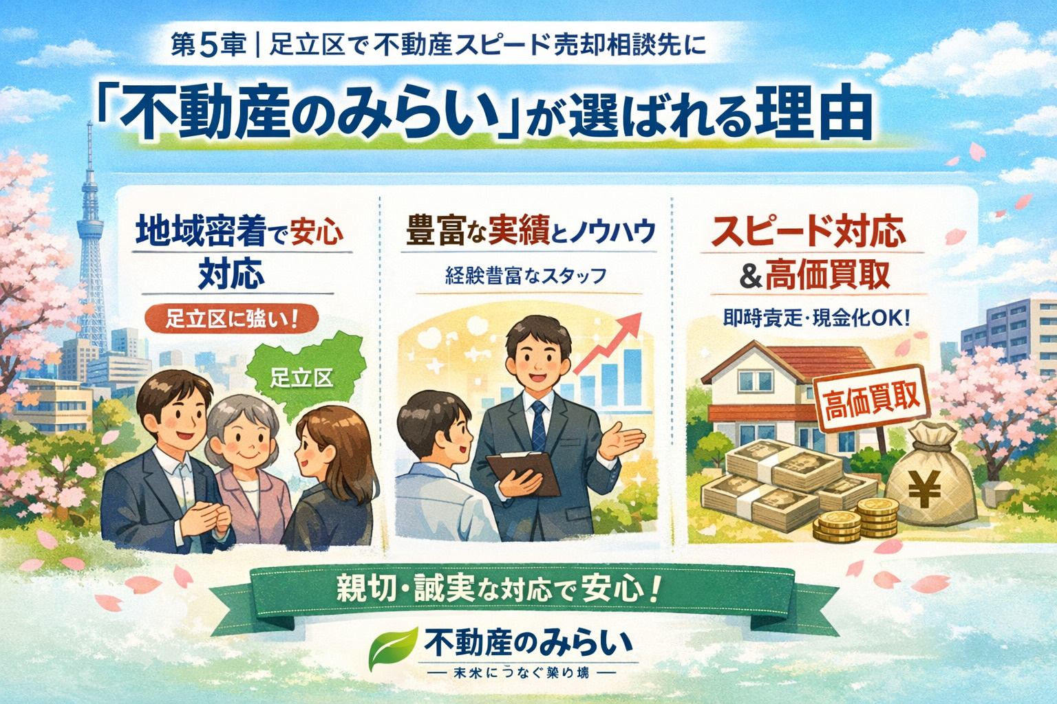 足立区で不動産スピード売却相談先に不動産のみらいが選ばれる理由のイメージ画像