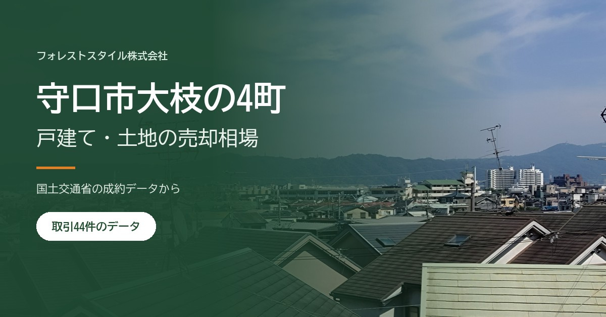 【守口市大枝東町・南町・北町・西町】戸建て・土地の売却相場と売り方|取引44件の実データからの画像