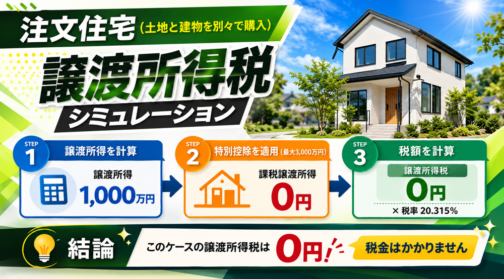 土地、建物売ったら、手元にいくら残る？譲渡所得税シミュレーション(注文住宅・減価償却・税率・A4出力版)の画像
