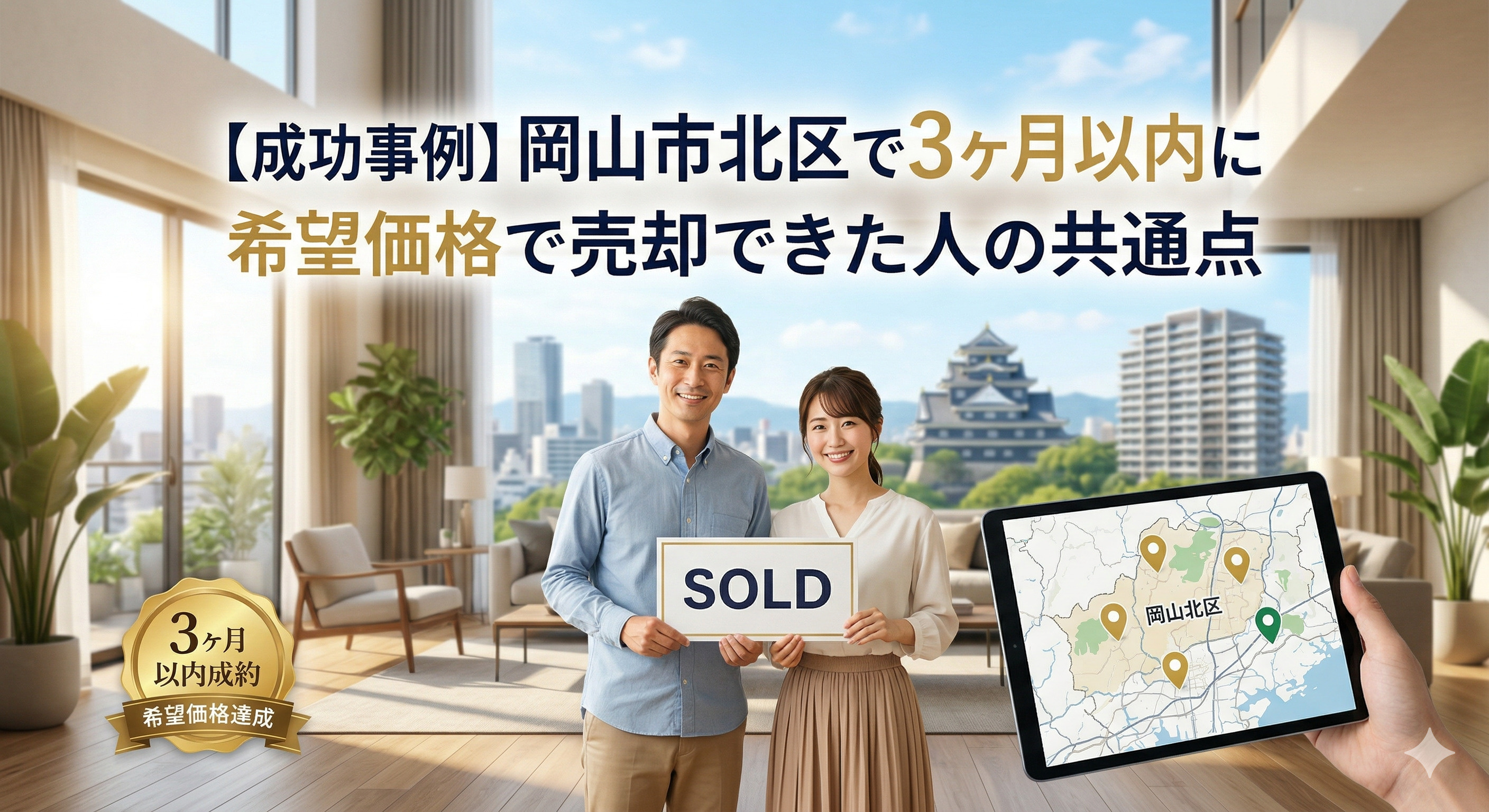 【成功事例】岡山市北区で 3ヶ月以内に希望価格で売却できた人の共通点の画像
