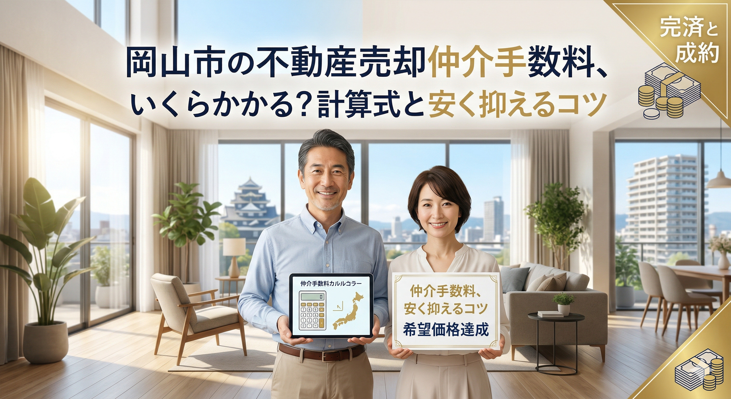 岡山市の不動産売却仲介手数料、 いくらかかる？計算式と安く抑えるコツの画像