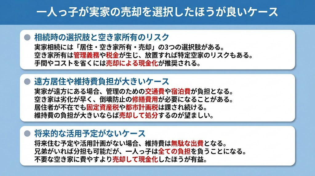 一人っ子が実家の売却を選択したほうが良いケース