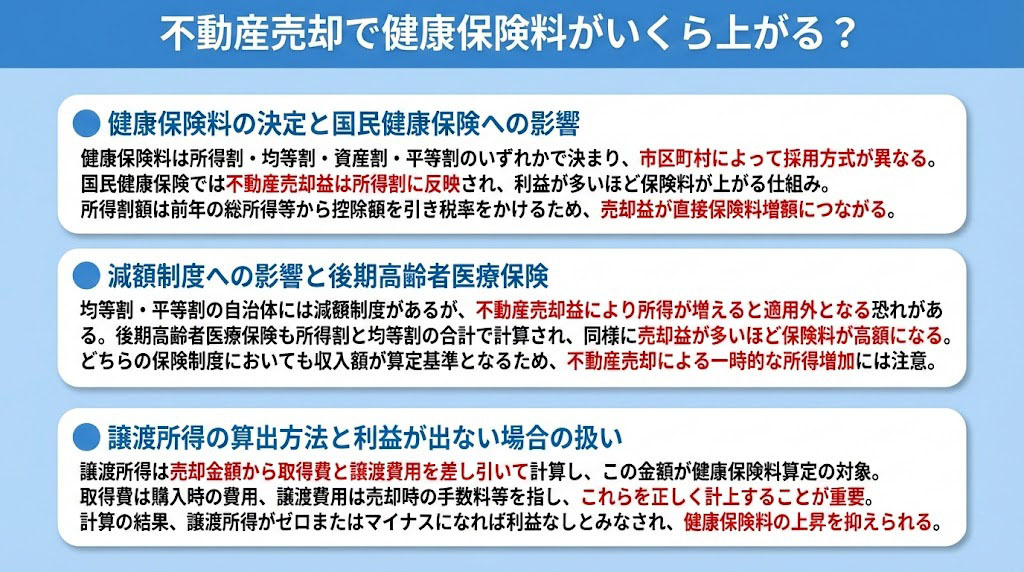 不動産売却で健康保険料がいくら上がる？