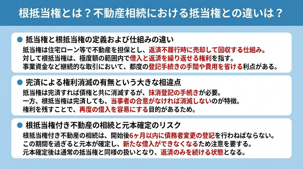 根抵当権とは？不動産相続における抵当権との違いは？