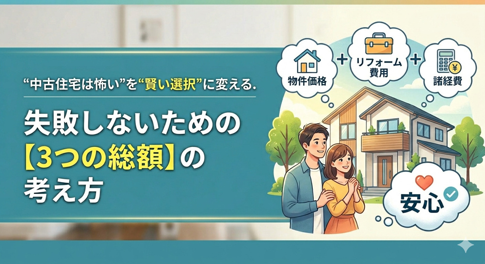 【2026】「中古住宅は怖い」を「賢い選択」に変える。失敗しないための【3つの総額】の考え方の画像