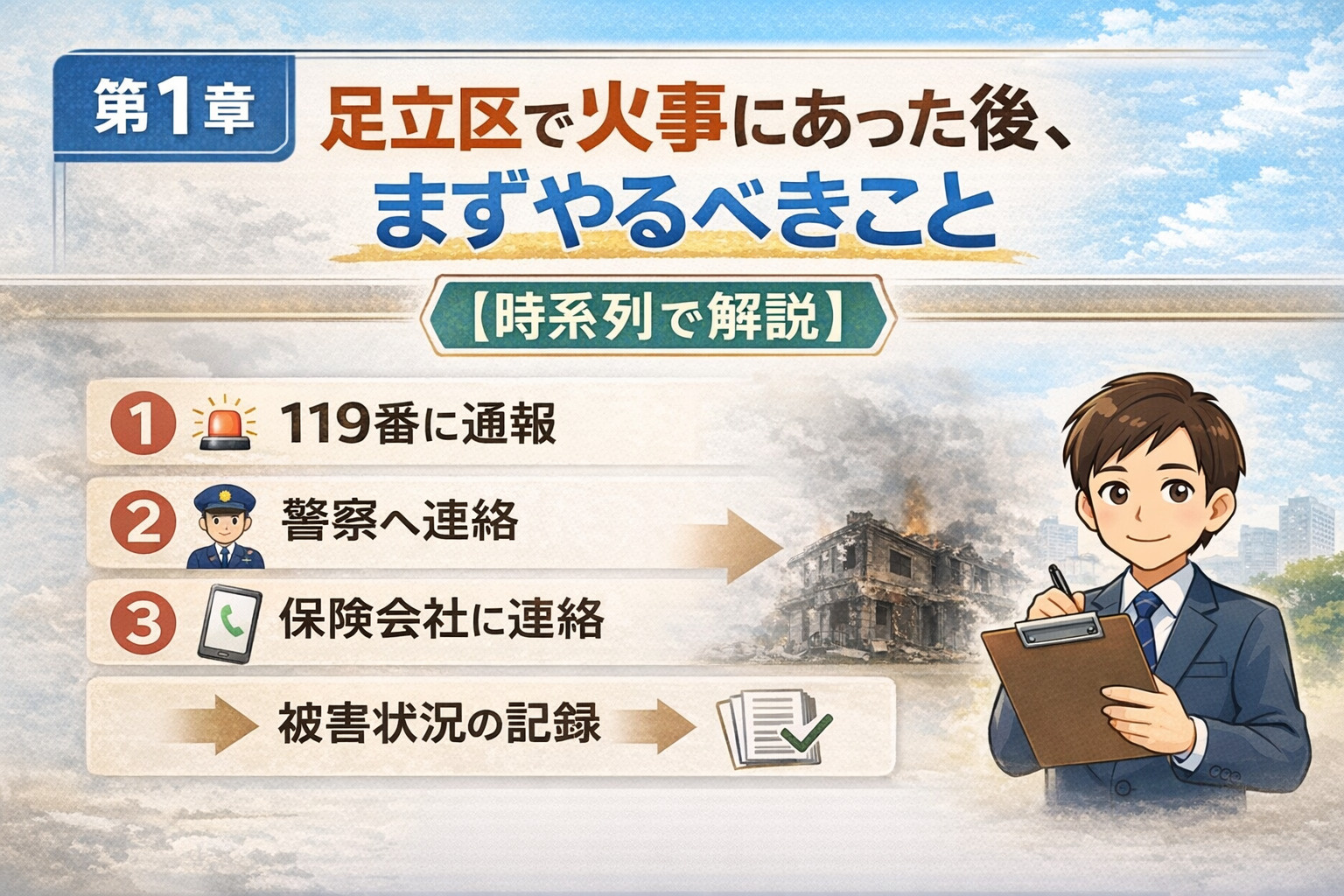 火事後にやるべきことを時系列で解説