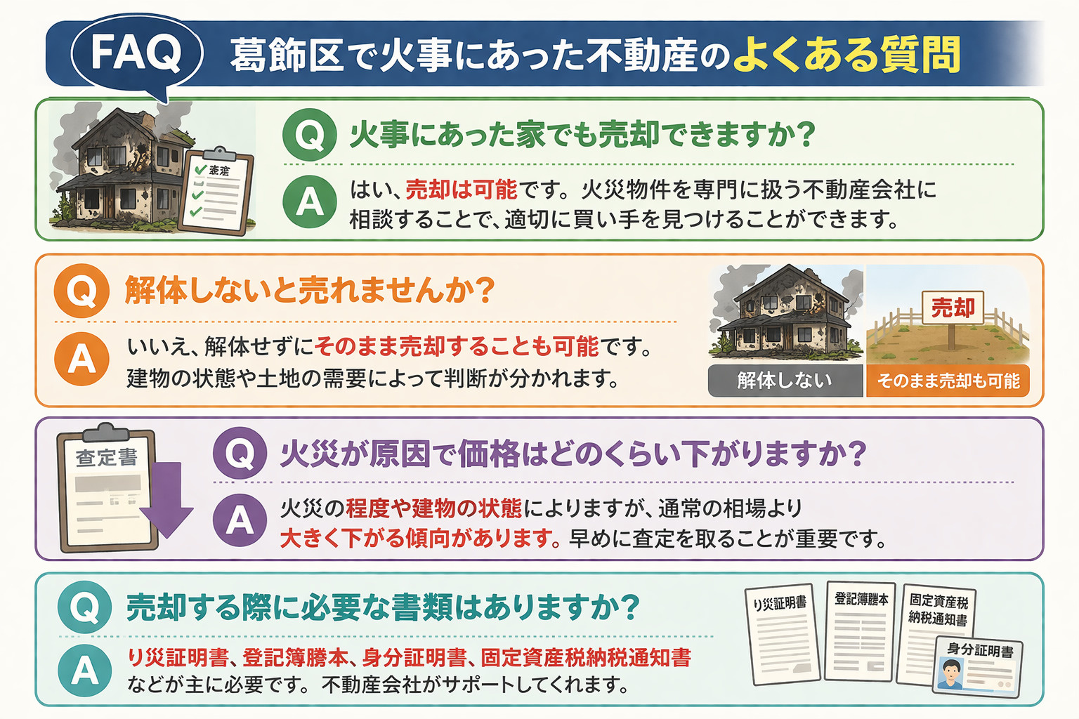 火災物件に関するよくある質問（葛飾区）