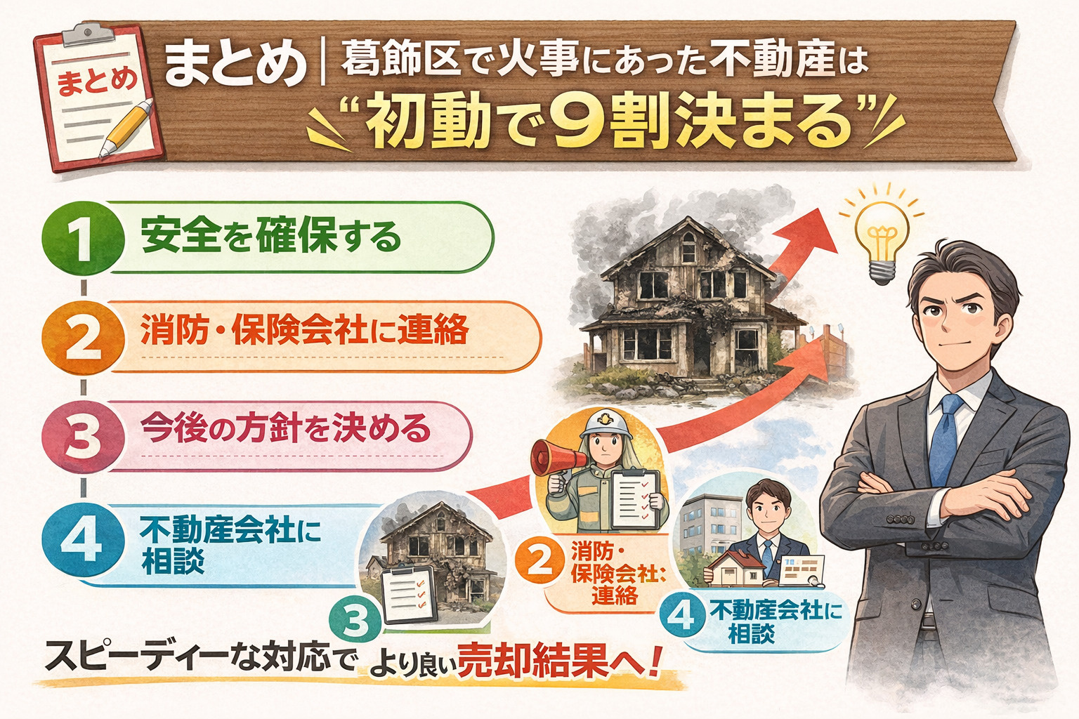 火事後の不動産は初動が重要というまとめ（葛飾区）