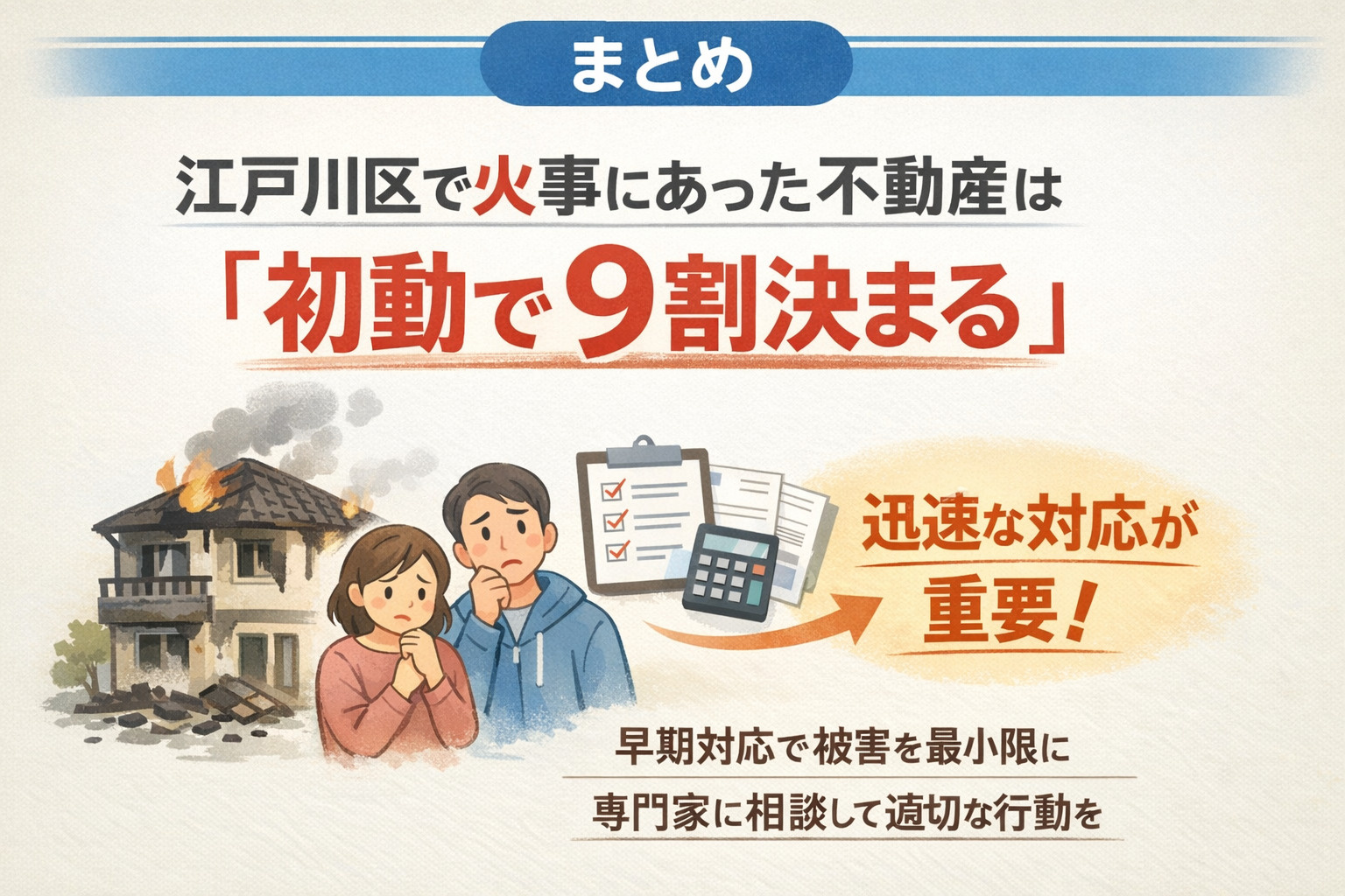 火事後の不動産は初動が重要というまとめ（江戸川区）