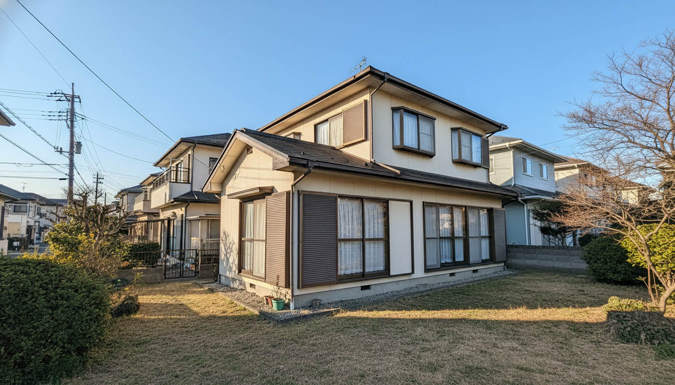 西宮市の閑静な住宅街にある、庭付きの中古戸建て物件のイメージ