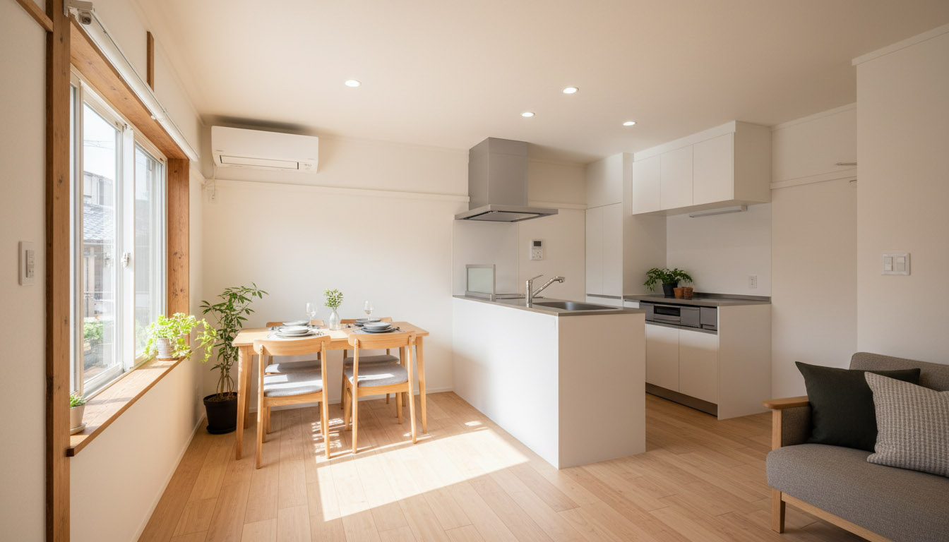 築古戸建てをリノベーションしたコンパクトで魅力的な内装イメージ