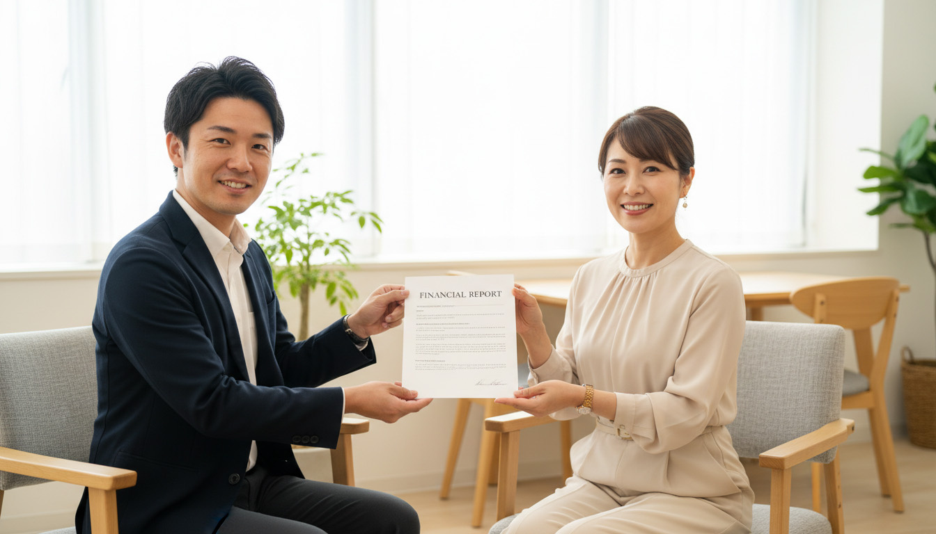 家賃管理や収支報告書の作成をサポートする高翔バイセルのスタッフとオーナー