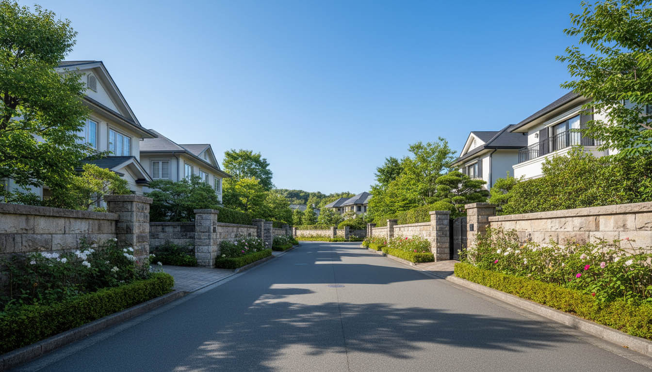 資産価値が極めて高い、芦屋市平田町周辺の気品ある住宅街の風景