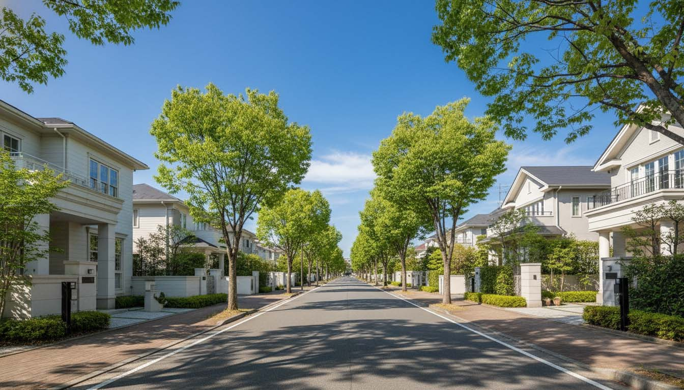 教育環境が整い、ファミリー層に人気の西宮や東灘の閑静な戸建て住宅街の風景