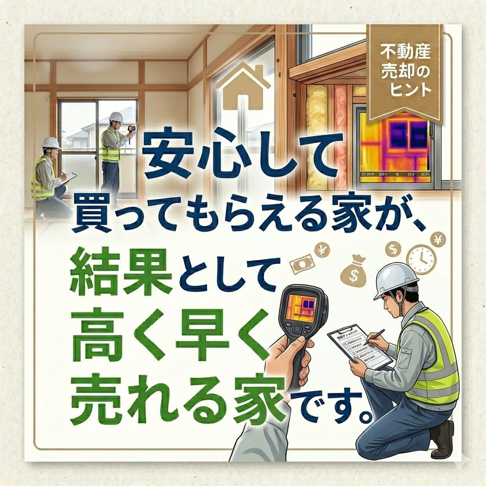 安心して買ってもらえる家が、結果として高く早く売れる家です。の画像
