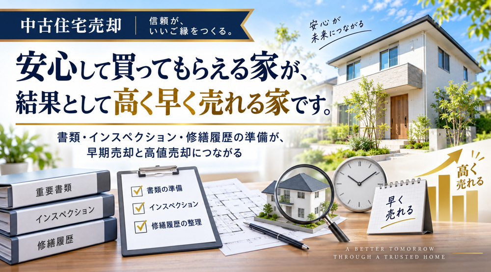 安心して買ってもらえる家が、結果として高く早く売れる家です。の画像