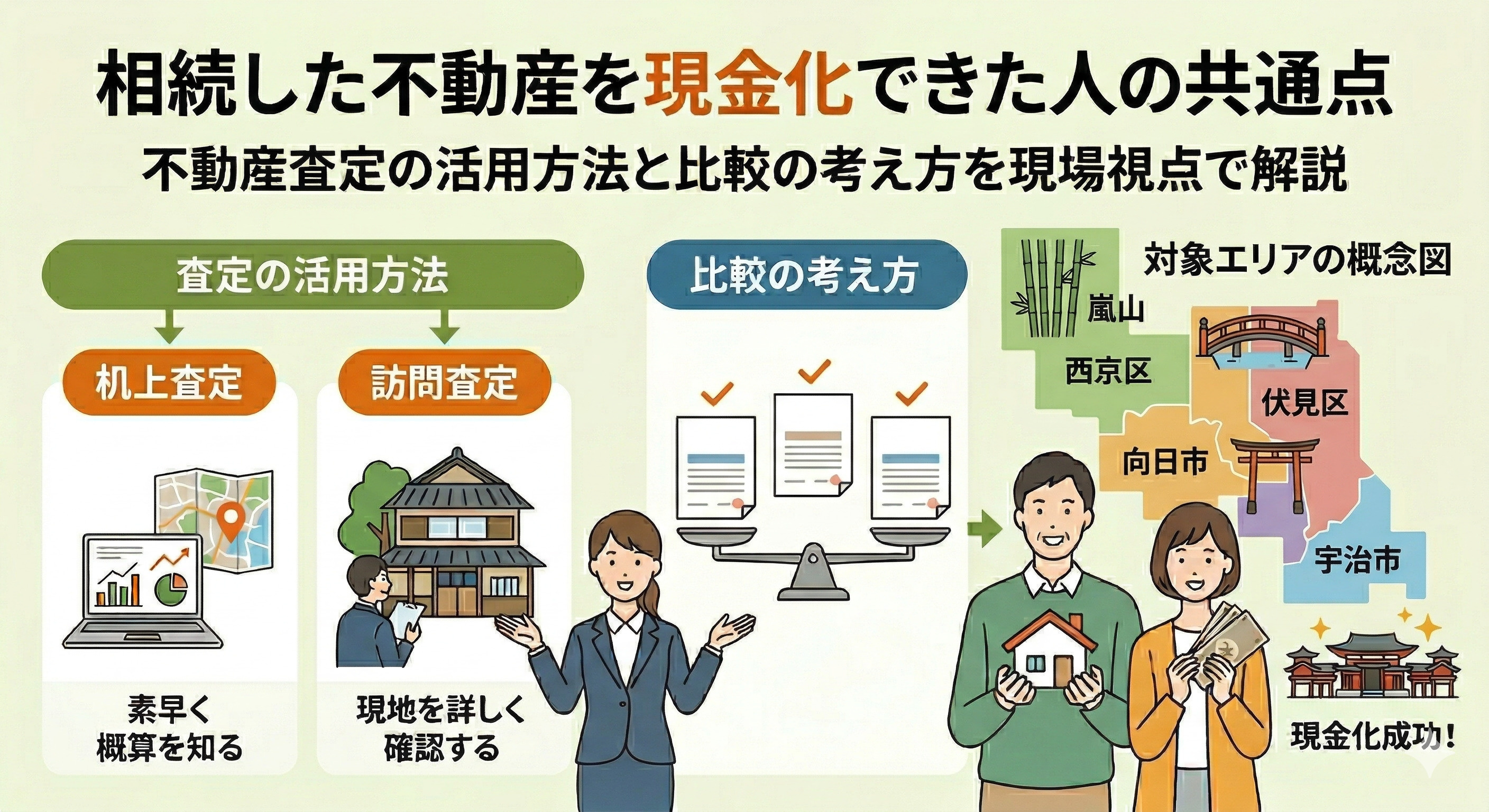 【未来が変わる】相続した家を現金化できた人の共通点｜京都市伏見区・右京区・西京区ほかでの不動産売却と査定の考え方の画像