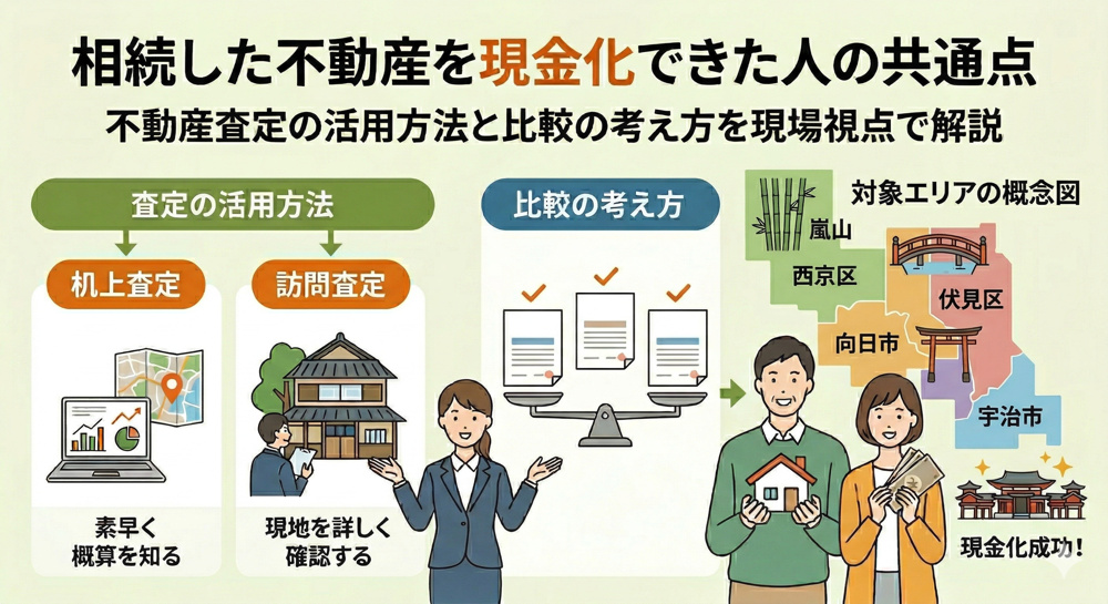 【未来が変わる】相続した家を現金化できた人の共通点｜京都市伏見区・右京区・西京区ほかでの不動産売却と査定の考え方の画像
