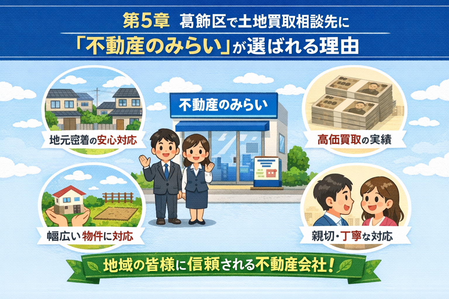 葛飾区で不動産のみらいが選ばれる理由（土地買取）
