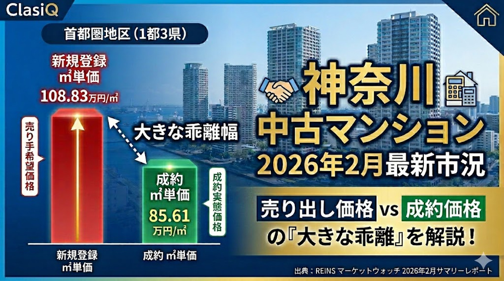 【2026年2月最新市況】売り手と買い手に大きなギャップ？データから読み解く神奈川県の中古マンション動向の画像