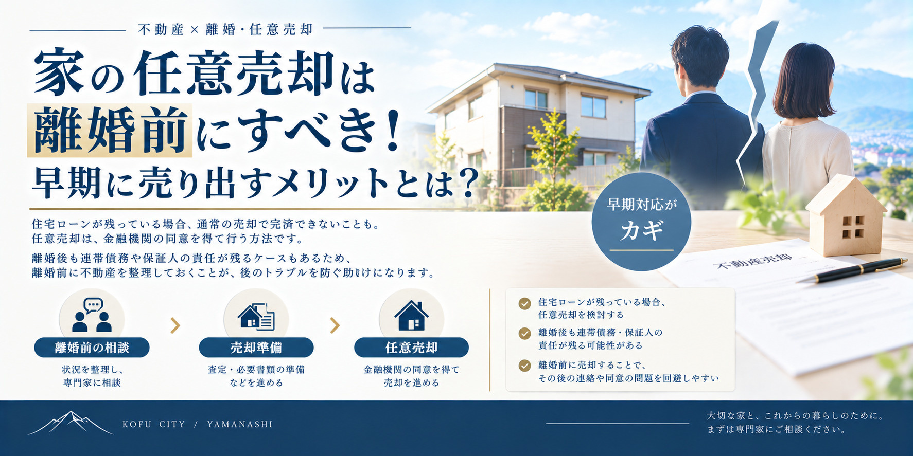 家の任意売却は離婚前にすべき！早期に売り出すメリットとは？の画像