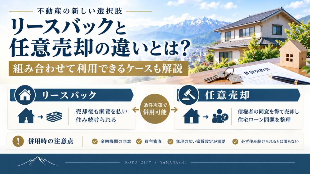 リースバックと任意売却の違いとは？組み合わせて利用できるケースも解説の画像