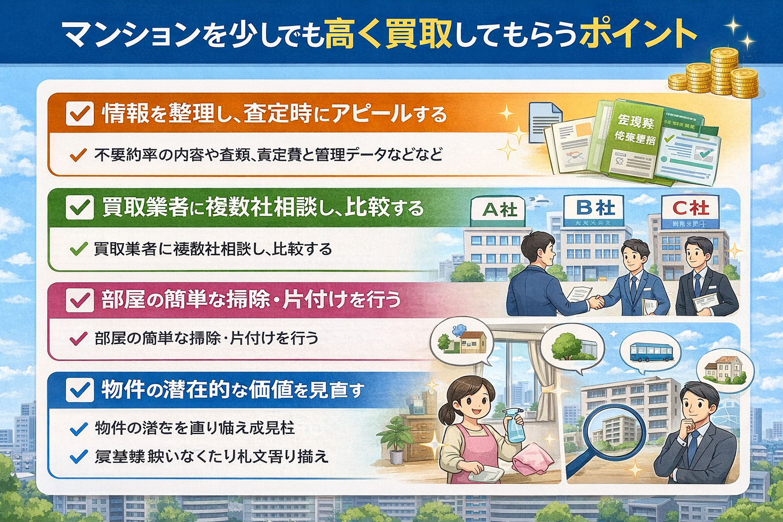 マンションを高く買取してもらうポイント