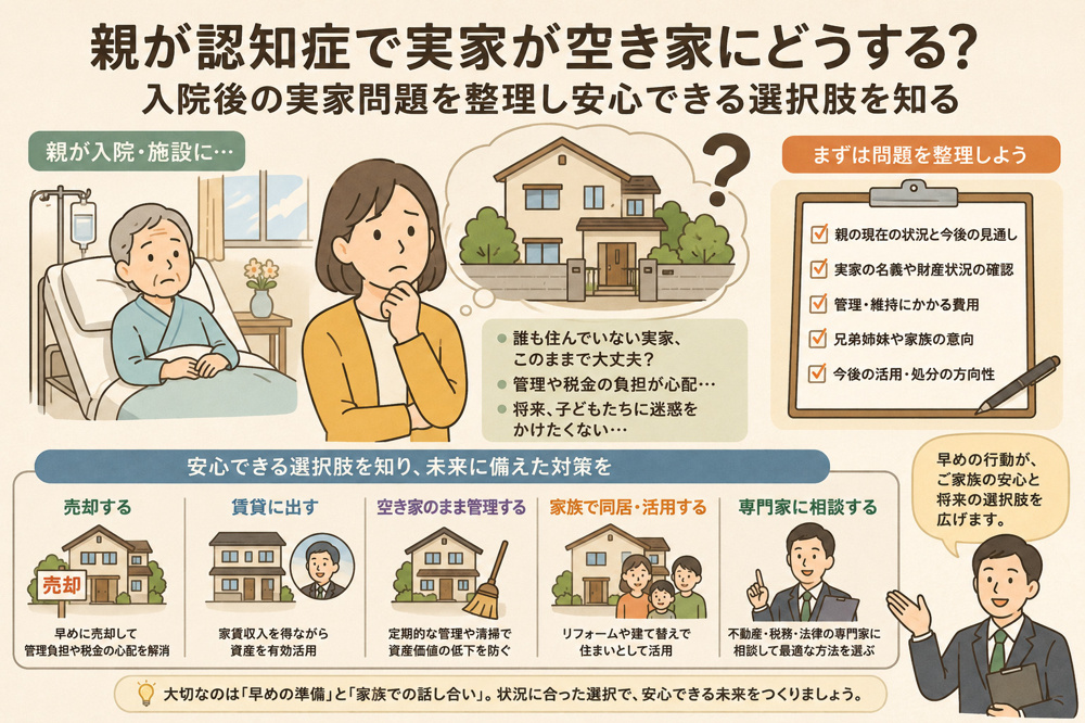 親が認知症で実家が空き家にどうする？  入院後の実家問題を整理し安心できる選択肢を知るの画像