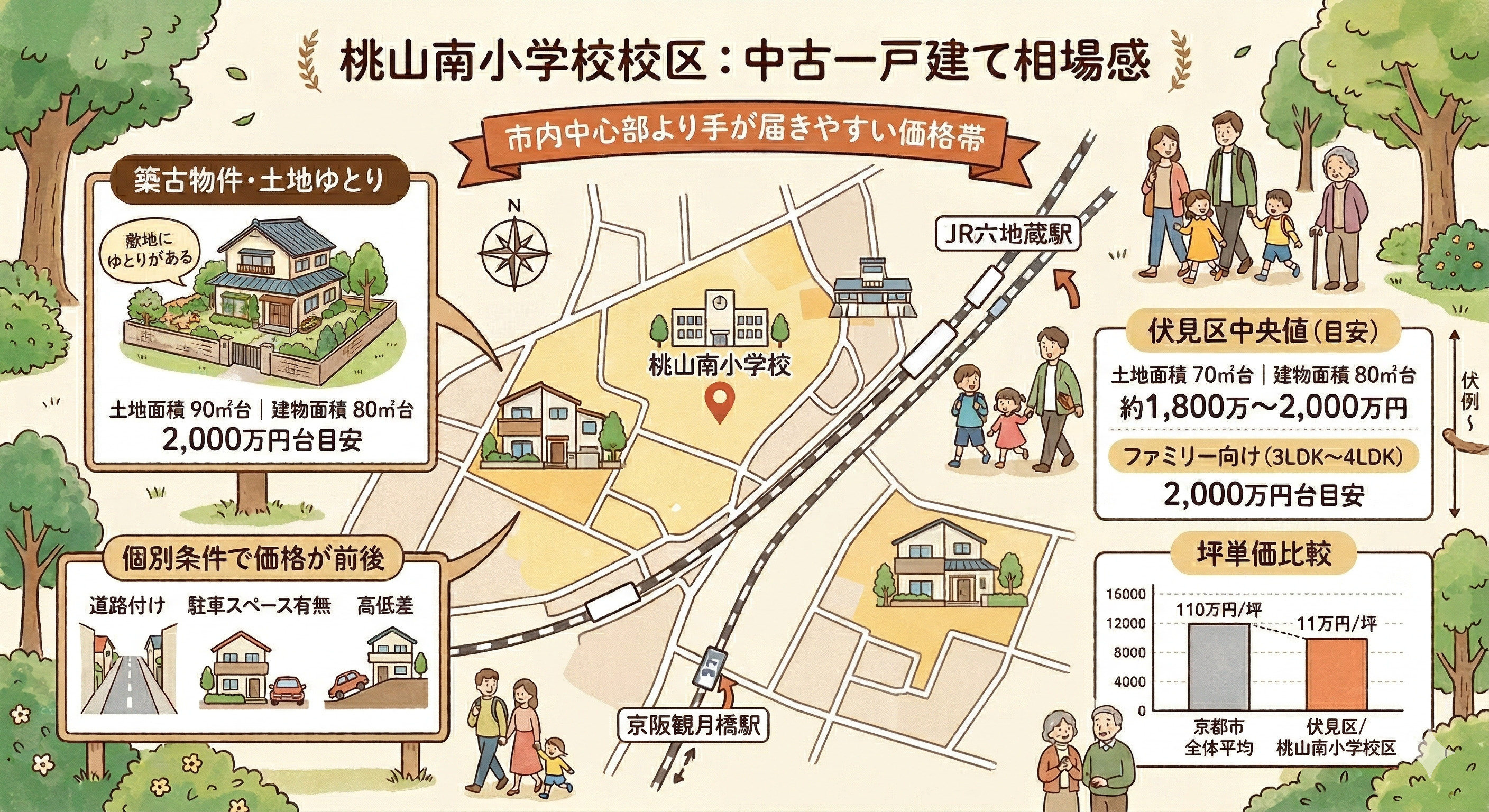 桃山南小学校校区で中古一戸建て探しを検討中の方へ？  相場を押さえて京都市ファミリーの賢いマイホーム購入術を紹介の画像