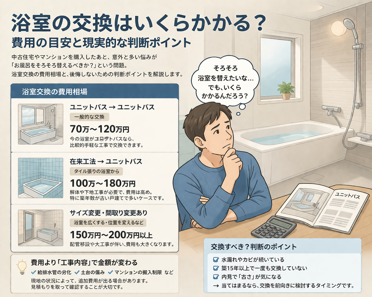 浴室の交換はいくらかかる？費用の目安と現実的な判断ポイントの画像